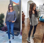 Tobrief Women's Long Sleeve V-Neck Shirts Fall Graphic Tees Loose Casual T-Shirt