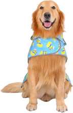 HDE Dog Raincoat with Clear Hood Rain Jacket Poncho for Small Medium Large Dogs Sailor Ducks Blue - XL