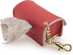 NINA WOOF Leather Poop Bag Holder- Versatile Vegan Leather Waste Bag Holder for Dog Poop, Accessories, & Leash, Reusable Pet Waste, Trash, Pet Diaper & Poop Bags Small Pouch Holder (Red)