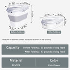 Cereal Rice Food Storage Containers, Collapsible 20 to 50 Lbs Dispenser Bin with Rolling Wheel Airtight Locking Lid, Dog Pet Cat Flour Sugar Plastic Leakproof Sealable Large Kitchen Pantry Holder