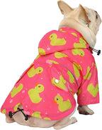 HDE Dog Raincoat Poncho Double Layer Zip Rain Jacket with Removable Hood, Leash Hole for Small to 3XL Dogs and Puppies Ducks Pink - S