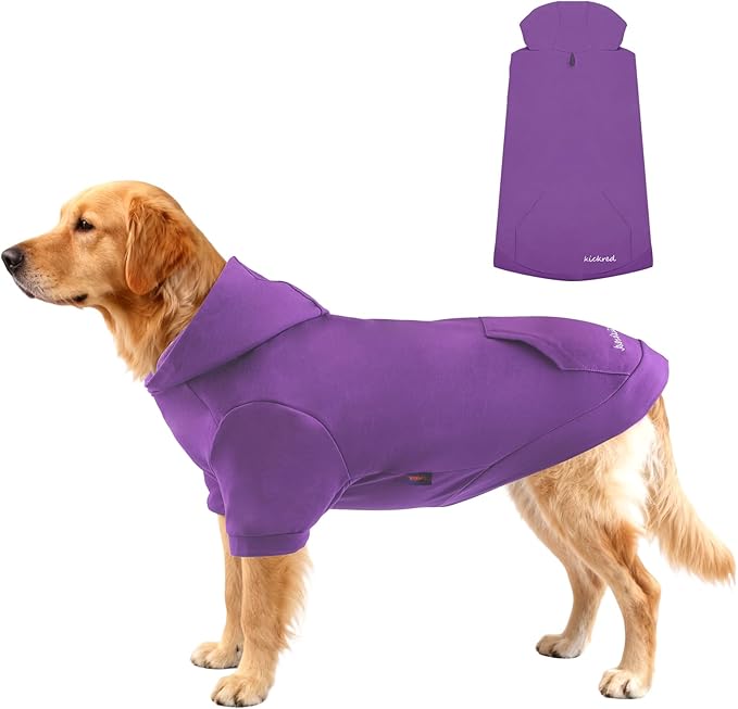 Basic Dog Hoodie Sweatshirts, Pet Clothes Hoodies Sweater with Hat and Leash Hole, Soft Cotton Outfit Coat for Large Medium Small Dogs, Purple (Small)