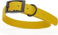 Dogline Biothane Waterproof Dog Collar Strong Coated Nylon Webbing with Black Hardware Odor- Proof for Easy Care Easy to Clean High Performance Fits Small Medium or Large Dogs, Treasure Gold