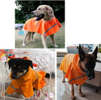 Adjustable Large Dog Raincoat with Strip Reflective - Waterproof Pet Rain Jacket Hoodie Poncho,for Large and Medium Dogs (Orange,L)
