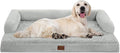 Orthopedic Dog Beds for Extra Large Dogs, Waterproof Egg Crate Foam XL Dog Bed with Sides 45 * 35Inch, Big Dogs Couch Beds with Removable Washable Cover and Nonskid Bottom, Grey White