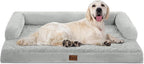 Orthopedic Dog Beds for Extra Large Dogs, Waterproof Egg Crate Foam XL Dog Bed with Sides 45 * 35Inch, Big Dogs Couch Beds with Removable Washable Cover and Nonskid Bottom, Grey White