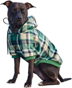 Spark Paws Dog Hoodie – Premium Dog Sweater for Small, Medium, and Large Dogs | Warm Outfits for French Bulldogs, Pitbull, Puppy, Winter Jacket Alternative - Green Plaid - 3XL