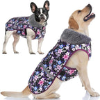 Doglay Dog Coat, Waterproof Dog Jacket Pet Winter Coat for Cold Weather with Thicken Furry Collar, Reflective Puppy Winter Jacket Warm Fleece Lining for Small Medium Large Pets