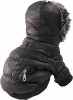 Pet Life Classic Metallic Winter Dog Coat with Zippered Removable Fur Hood - Dog Jacket Features 3M Thinsulate Insulation Warming Technology - Dog Clothes Sizing fits Small, Medium and Large Dogs,Black