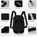 FEimaX Dog Carrier Backpack Pet Legs Out Front Cat Travel Bag, Adjustable Puppy Backpacks Carriers Hands-Free for Small Medium Dogs Cats Hiking Traveling Camping Daily Walking (Medium, Black)