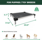 FXW TitanNest Chew-Proof Elevated Dog Bed, Raised Cot for Indoor/Outdoor/Camping Use, Durable & Waterproof Cooling Pet Bed for Toy Dogs, 23.0" L x 17.0" W x 4.5" H, Black