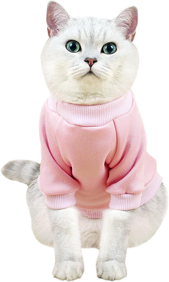 Puppy Sweater for Small Dogs Clothes Warm Winter Cat Clothe Pet Sweatshirt Knitwear Doggie Kitten Clothing, Pink, Large