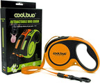 360° Tangle-Free, Heavy Duty Retractable Dog Leash with Anti-Slip Handle; 16 ft Reflective Strong Nylon Tape; for Large Dog or Cat up to 110 lbs; One-Handed Brake, Pause, Lock (Orange, Large)