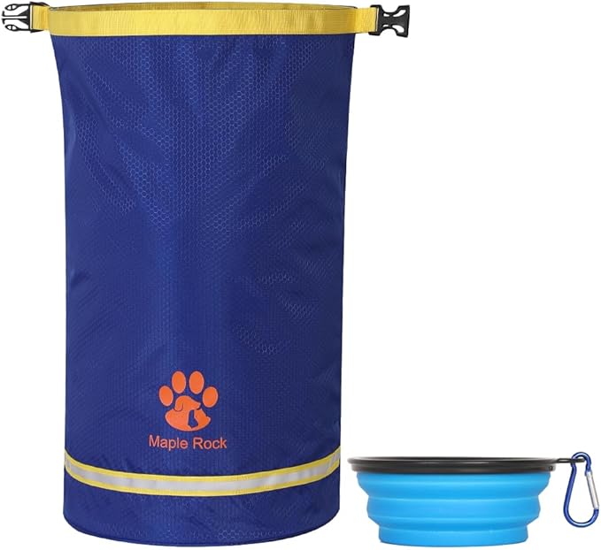 Dog Food Travel Bag - 84 Cups/26 lbs Capacity | Leak-Proof, Water-Resistant Dog Food Storage Container for Travel, Camping, RV & Outdoor | Collapsible, Easy-to-Clean Kibble Bag (Blue)