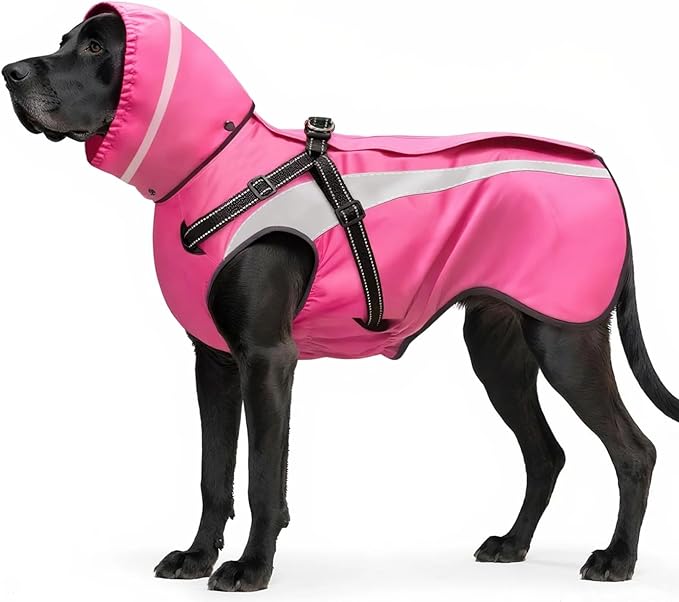 Mosucoirl Dog Raincoat Waterproof Raincoats for Dog Reflective Dogs Rain Jackets with Hood Hoodie Pet Rain Poncho Coat for Small Medium Large Dogs Puppies S-XXL (Pink, S)