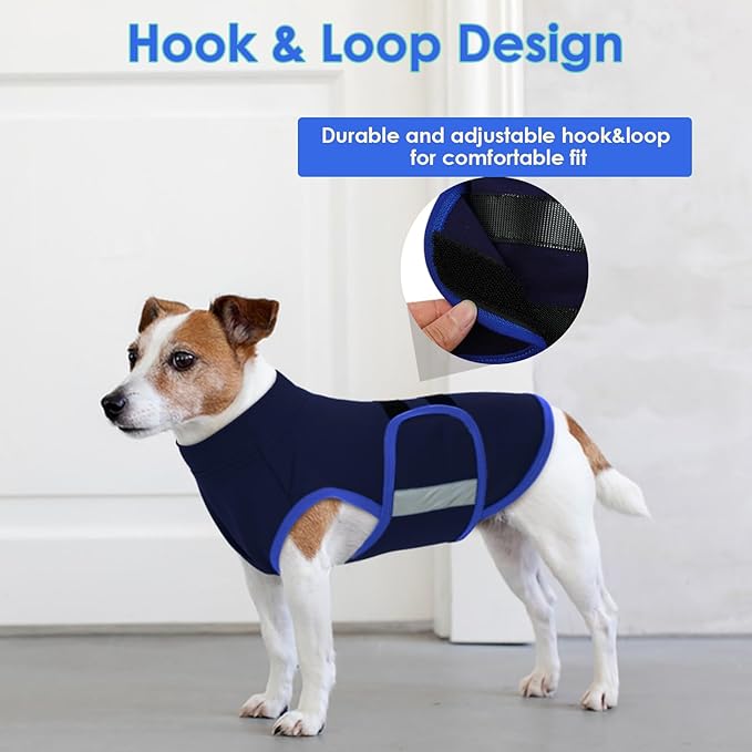 MIGOHI Dog Anxiety Relief Coat,Comfort Anxiety Vest for Dogs,Adjustable Anxiety Calming Wrap for Fireworks,Thunderstorms,Travel, Separation, Dog Anxiety Jacket for Small Dogs,S,NavyBlue