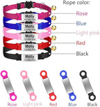 Personalized Engraved Cat Collar Multiple Colors with Slide-in Pet ID Tag Adjustable Detachable Design Colorful Nylon Soft and Durable 2/5" Wide，7"-11" Long (Colorful)