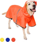 Dog Raincoat with Adjustable Belly Strap and Leash Hole - Hoodie with Reflective Strip - Waterproof Slicker Lightweight Breathable Rain Poncho Jacket for Medium Large Dogs - Easy to Wear, Orange 5XL