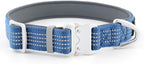 Plutus Pet Reflective Dog Collar with Aviation Aluminum Buckle, Neoprene Padded for Comfort, Lightweight, Heavy Duty Nylon Collar for Puppy Small Medium Large Dogs (Blue, M)