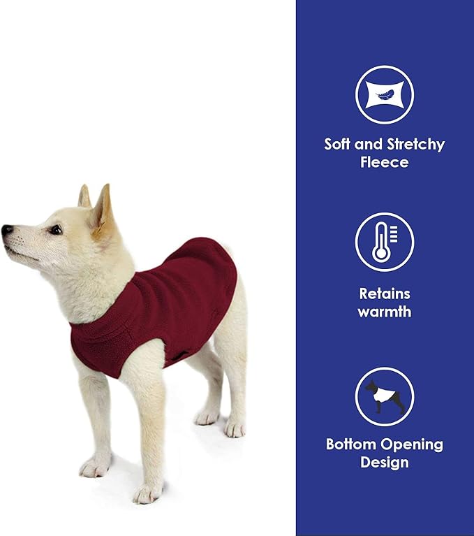 Gooby - Stretch Fleece Vest, Pullover Fleece Vest Jacket Sweater for Dogs, Burgundy, Medium