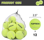 PUPTECK Squeaky Tennis Balls for Dogs, 2.5" Training Bouncy Ball Toys 12 Packs for Dogs Playing, Exercise and Fetch