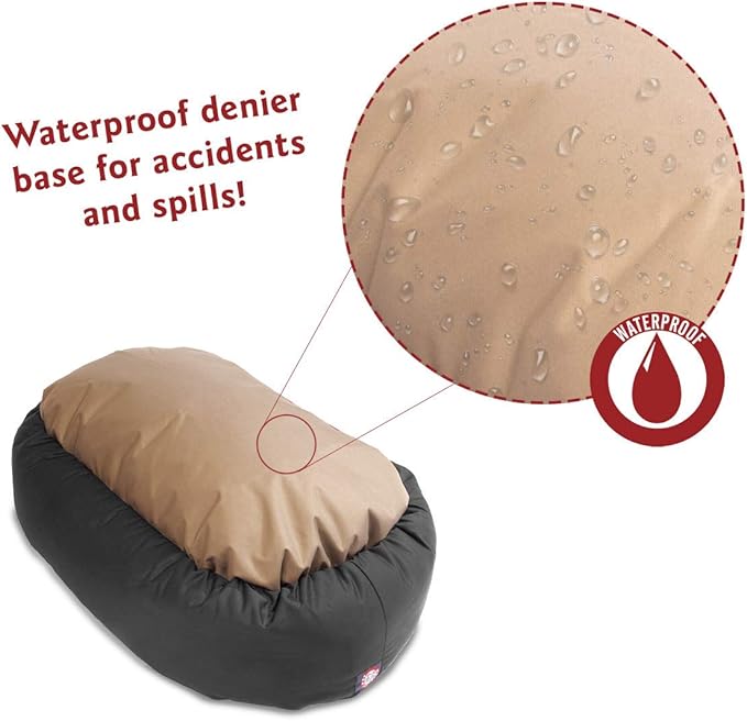 Majestic Pet 32 Inch Bagel Calming Dog Bed - Washable, Cozy Soft Round With Spine Support - Fluffy Donut 32x23x7 Inch for Medium Dogs to Rest Their Head - Gray
