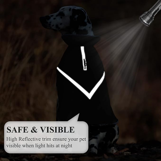 VIVAGLORY Snowrap Dog Coat, Jacket with Harness Hole & Velcro Closure, Dog Coat for Winter & Cold Weather, Fluffy Warm Fleece Lined Reflective Water Resistant for Puppy, S, Black