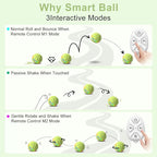 Dog Toys Dog Ball, Durable Motion Active Rolling Balls with Remote Control LED Light, Rubber Peppy Pet Balls for Medium Large Dogs, USB Rechargeable, 3.2-in Diameter (Green)