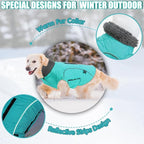 EMUST Winter Dog Coats, Fleece Dog Apparel for Cold Weather, British Style Windproof Warm Pet Jacket for for Winter, Turquoise, XS