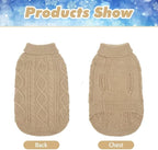 BINGPET Thermal Knitted Dog Sweater for Small Medium Large Dogs,Winter Dog Cat Coat Warm Sweartershirts Outfits,Classic Cable Knit Turtleneck Pullover Dog Jumper Coat Warm Sweartershirts