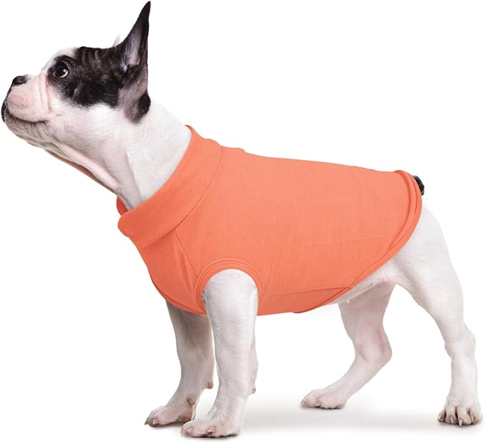 FUAMEY Dog Fleece Vest for Small Dogs,Warm Stretchy Dog Sweatshirts Pullover with Leash Hole Dogs Sweater Soft Pet Turtleneck Cozy Pet Vest Lightweight Sleeveless Orange S