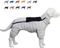 Warm Dog Jacket, 4-Legs Covered Waterproof Windproof Reflective Vest, Zippered Adjustable Outdoor Snow Jacket for Small to XXXL Dogs, Off White