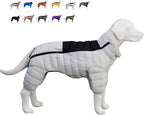 Warm Dog Jacket, 4-Legs Covered Waterproof Windproof Reflective Vest, Zippered Adjustable Outdoor Snow Jacket for Small to XXXL Dogs, Off White
