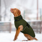 IECOii Dog Coats for Large Dogs Winter Waterproof Jacket with Collar Built in, XXL Dog Coat for Cold Weather Warm Snow Jacket with Thermal Fleece Lining, Reflective Pet Snowsuit Large,Army Green - 2XL