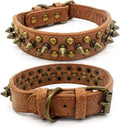 Spiked Dog Collar Soft Pu Leather Mushrooms Rivet Spike Studded Puppy Adjustable Pet Collars for Small Breeds (L, Brown1)