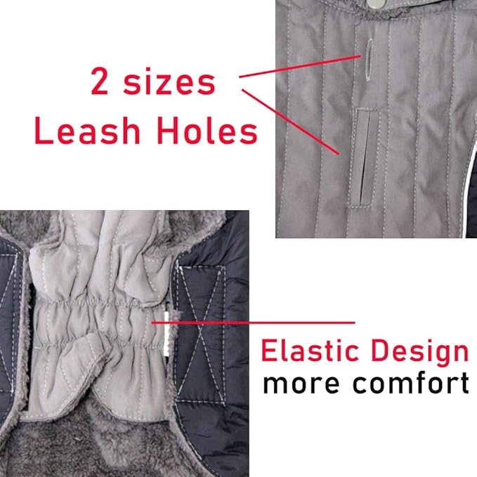 Fleece Dog Hoodie for Small Medium Dogs Super Warm Puppy Jacket for Cold Winter Dog Coats,Grey M