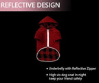 Dog Raincoat Dogs Waterproof Reversible rain Jacket Dog Small Medium Breeds Reflective Zipper Storage Pocket Harness Hole - Red - L