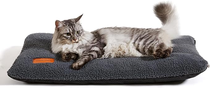 Self Warming Cat Bed Self Heating Pad 24 x 18 inch Thermal Pet mat for Indoor Outdoor Pets Double Filled Cat Mat with Washable Removable Cover Non-Slip Bottom (Dark Gray)