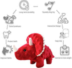 Squeaky Dog Toys Plush Dog Toy with Crinkle Paper Stuffed Durable Dog Chew Toys for Small Middle and Large Dogs Triceratops Green