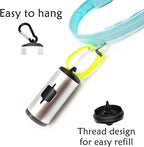 Metal Dog Poop Bag Holder Aluminum Dispenser for Leashes, Hiking & Travel, Lightweight Scratch-Resistant with 3 Attachments and 195 Bags (Silver, 2 Holder 30 Bags)