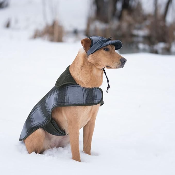 Stormy Kromer Fleece Dog Jacket, Black/Gray Plaid, Large