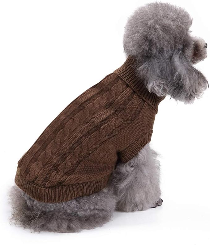 Dog Sweater for Small, Medium, Large Dogs - Warm Winter Turtleneck Pet Clothes for Girls Boys Puppy Cat - Cute Classic Christmas Coat