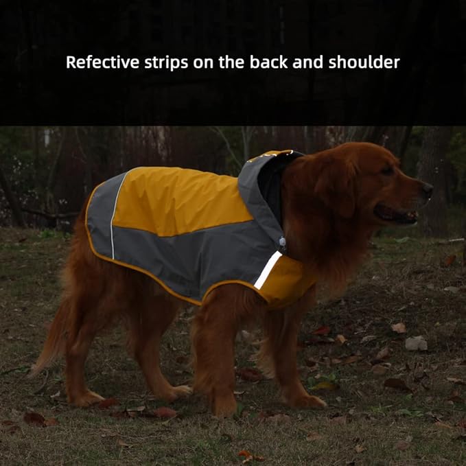 Dogs Packable Lightweight Raincoat: Pet Dog Hood Waterproof Coats Yellow Size 12