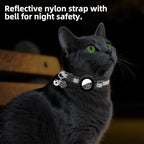 PUPTECK Airtag Cat Collar Breakaway 2 Pack with Bells, Reflective Kitten Collar with Air Tag Holder for Boy Girl Kitty and Puppies, Soft, Black & Beige