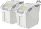 HANAMYA 15 Liter / 30 lbs Rice Storage Container with Measuring Cup, BPA free, For Rice | Grain | Pet Food | Flour, 2 count, White