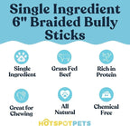 hotspot pets Braided Bully Sticks for Dogs -6 Inch Stix (5 Pack) Premium All Natural Long Lasting Twisted Beef Pizzle Dog Chews -Natural Dental Health, Grain Free, Fully Digestible Rawhide Alternative