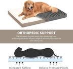 Orthopedic Dog Bed for Large Dogs, Plush Washable Pet Bed for Large Size Dogs with Egg Crate Foam & Removable Oxford Cover, 36x27 Inch, Khaki White