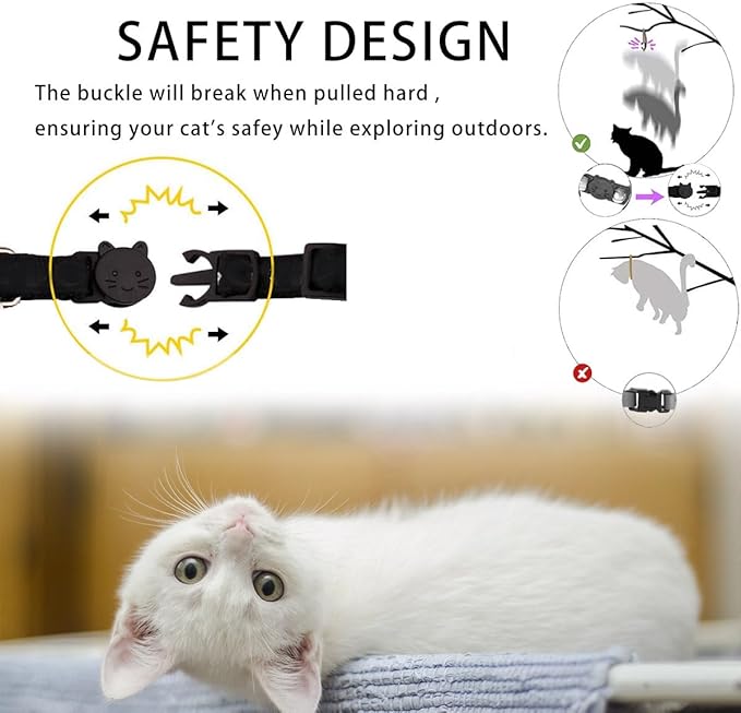 4 Pack Cotton Breakaway Cat Collar with Bell,Safety Adjustable Cat Collars Set with Flower Pendant,Ideal for Girl Cats Boy Cats