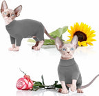 ROZKITCH Clothes for Cats, Breathable Jumpers for Sphynx Only, Soft Coat with Four Legs, Warm Sweater T-Shirt Pajamas Jumpsuit Vest Cornish Rex, Devon Rex, Peterbald Grey 2XL