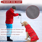 Warm Dog Coat Reflective Winter Jacket, Waterproof Windproof Dog Turtleneck Clothes for Cold Weather, Thicken Fleece Lining Pet Outfit, Adjustable Pet Vest Apparel for Small Medium Large Dogs X-Large